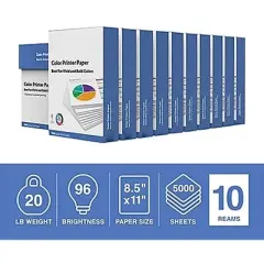 MyOfficeInnovations 8.5" x 11" Color Printer Paper 20 lbs. 96 Brightness 500/Ream 10 RMS/CT 513096