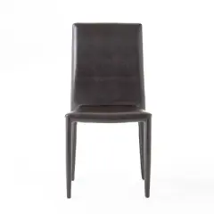 Set of 4 Comstock Bonded Leather Stackable Dining Chair Brown - Christopher Knight Home: Upholstered, Metal Legs, No Assembly Required