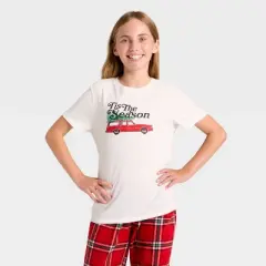 Kids' "Tis the Season" Short Sleeve Holiday Matching Family Pajama Shirt - Wondershop&trade; Cream