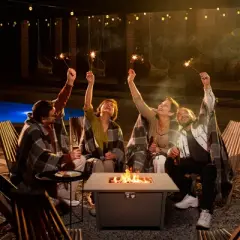 25" H x 42" W Steel Outdoor Fire Pit Table with Lid and Spacious Surface