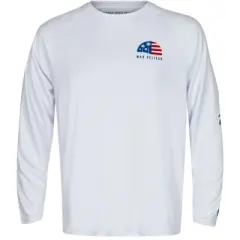 Mad Pelican Circle Palm Flag Sun Kicker Raglan UV Long Sleeve T-Shirt - White