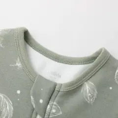 Owlivia Organic Cotton 1.0 Tog Sleeping Bag with Legs, Sleeveless Wearable Blanket- Green Feather