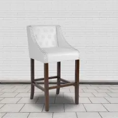 Flash Furniture Carmel Series 30" High Transitional Tufted Walnut Barstool with Accent Nail Trim