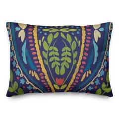 Creative Products Navy Background Folk Pattern 14x20 Indoor / Outdoor Pillow