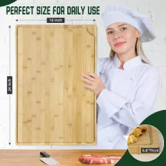 24 x 16 Inch Bamboo Cutting Board, Chopping Board with Juicy Groove, Wooden Butcher Block Cutting Board Perfect for Meat, Cheese, Vegetables, Fruits