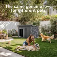 SEVOBAL Pet Crates and Houses All-Weather Dog House with Removable Floor, Indoor Outdoor Use, Medium to Large Dogs, Black, 32.2"*25.12"*24.13"