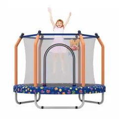 Aukfa 55 inch Kids for Ages 1-8 Trampoline with Handle - Indoor/Outdoor Toddler Trampoline, 6-Leg Design for Safety & Stability