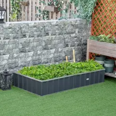 Outsunny 69'' x 36'' Galvanized Raised Garden Bed, DIY Large Planter for Outdoor Plants, No Bottom w/ A Pairs of Glove for Backyard, Patio to Grow Vegetables, Herbs, and Flowers