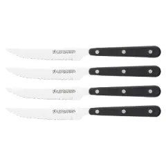 Henckels Eversharp 4pc Steak Knife Set: Dishwasher-Safe, Full Tang, Ergonomic Handle, 18/0 Stainless Steel Blade