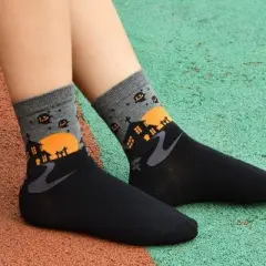 Grey Ghosts Over A Haunted House Socks from the Sock Panda (Women's Sizes, Adult Medium) - Great for Halloween