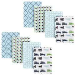Hudson Baby Infant Boy Cotton Flannel Burp Cloths 8pk, Antique Cars, One Size