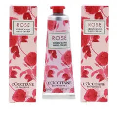 L'Occitane Rose Hand Cream, Luxuriously Nourishing, Delicate Rose Aroma, Hydrating & Soothing Pack of 3, 1 oz