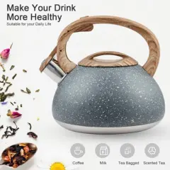 Itopfox Whistling Tea Kettle, Stainless Steel Teapot for Stovetop & Induction Stove, Fast Boiling Water Pot with Loud Whistle, Ergonomic Handle