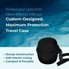 Adaptive Sound Technologies Carrying Case for LectroFan Micro & Micro2 - Pocket for Charger Plus Removable Lanyard - Black