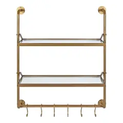 26" x 31" Marit Metal Wall Shelf Gold - Kate & Laurel All Things Decor