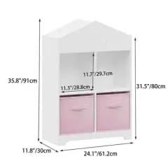 CuisinSmart Kids Bookcase and Toy Storage, Bookcase with Bins, Toys & Books Display Organizer for Nursery Playroom Kid Room