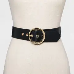 Women's Round Stretch Buckle Belt - A New Day&trade; Black