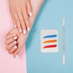 Unique Bargains Fashion Nail Art Palette Silver Tone 1 Set