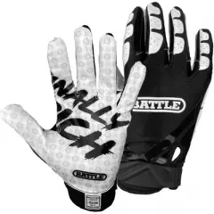 Battle Sports Finally Rich Adult Football Receiver Gloves - Black/White