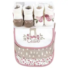 Hudson Baby Infant Girl Cotton Bib and Sock Set, Fawn Cutie, One Size