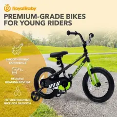 RoyalBaby Rocket Outdoor Children's Bicycle Sporty BMX-Style Kid Bike with Training Wheels, Reflectors, and Adjustable Seat