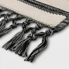 7' x 10' Fringed Stripe Outdoor Rug Charcoal - Project 62&trade;