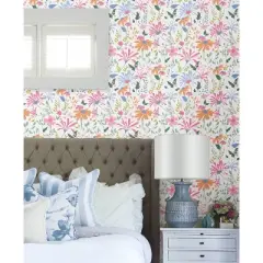 RoomMates Bella Garden Peel & Stick Wallpaper: Removable Floral Botanical for Kids, Multicolored, Self-Adhesive PVC