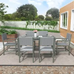 Outdoor 6-Seat Acacia Wood Dining Set for Yard, Terrace, Balcony - ModernLuxe