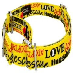 Country Brook Petz Yellow Loveable Rescue Martingale Dog Collar
