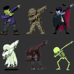 Boy's Design By Humans Dabbing Halloween Creatures Skeleton Zombie Dab By vomaria T-Shirt