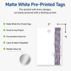 Avery Rectangle Tags, Floral Design, 2" x 3", 80ct