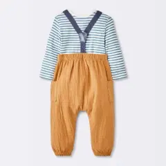 Baby Boys' 2pc Striped Suspender Top & Bottom Set - Cloud Island&trade; Blue