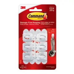3M&reg; Command&trade; Mini Hooks, White, 6 Per Pack, 6 Packs