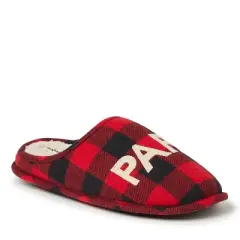Dearfoams Men's Buffalo Check Papa Bear Family Clog Slip On Slippers