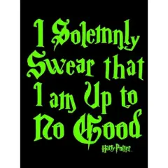 Harry Potter I Solemnly Swear Neon Green Text Graphic Printed Black T-shirt Toddler Boy to Youth Boy