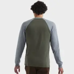 Hanes Beefy-T Men's Long Sleeve Colorblock Henley