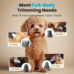 Oneisall FC10 Quiet Dog Clippers w/ LED Light, Rechargeable Nail Grinder & Hair Trimmer for Paw & Body