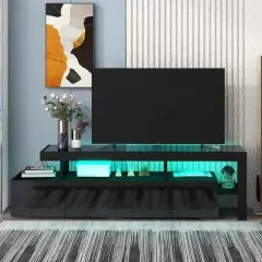 Modern TV Stand for TVs up to 70'', UV High Gloss Surface Entertainment Center with DVD Shelf-ModernLuxe