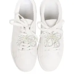 Unique Bargains Faux Pearl Bow 15 Shoelace Charms White 1 Pair