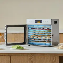 VEVOR Food Dehydrator Machine, 8 Stainless Steel Trays, 400W Electric Food Dryer with Adjustable Temperature & 24-Hour Timer, Freeze Dryer, Silver