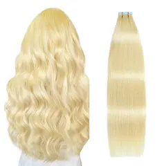 Jessie's Wig 16-26 Inch Tape In Hair Extensions 50g For Women Thin Hair Straight #613 Bleach Blonde 20 Pcs/Pack