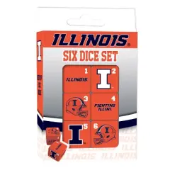 MasterPieces Officially Licensed NCAA Illinois Fighting Illini - 6 Piece D6 Gaming Dice Set Ages 6 and Up