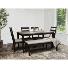 Pearce 6Pc Wood Dining Set with Chairs and Bench Gray/Espresso - Abbyson Living