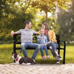 VEVOR Outdoor Bench, 50 inches Metal Garden Bench for Outdoors, 550 lbs Load Capacity Bench, Outdoor Garden Park Bench with Backrest and Armrests