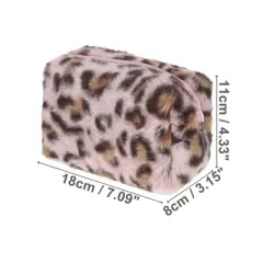 Unique Bargains Durable Leopard Print Makeup Bag Pink 1 Pc