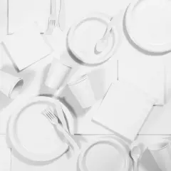 48ct Foil Dotted Disposable Beverage Napkins White