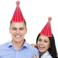 Big Dot of Happiness Red Stripes - Cone Happy Birthday Party Hats for Kids and Adults - Set of 8 (Standard Size)