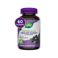 Nature's Way Sambucus Elderberry Immune Gummies with Vitamin C, Vitamin D3 and Zinc - 60ct