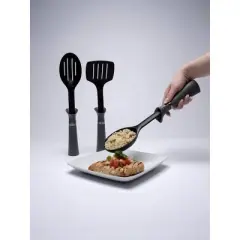 Jokari Less Mess Serving Set - Utensil Set with Built-in Drip Catchers & Portion Control - Keep Counters Clean & Organized