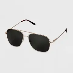 Men's Aviator Metal Sunglasses - Goodfellow & Co&trade; Gold: Spring-Hinged, Full Rim, UV Protection